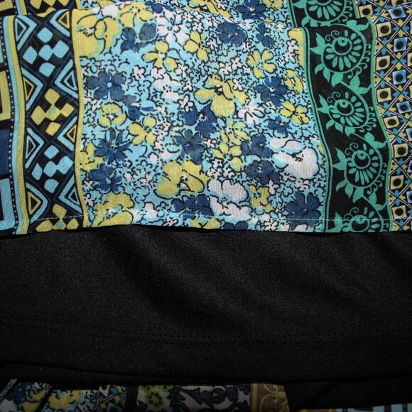 Intu Sz M Navy Yellow Multi Color Floral Asymmetrical Lined 100% Polyester Top - Picture 12 of 12